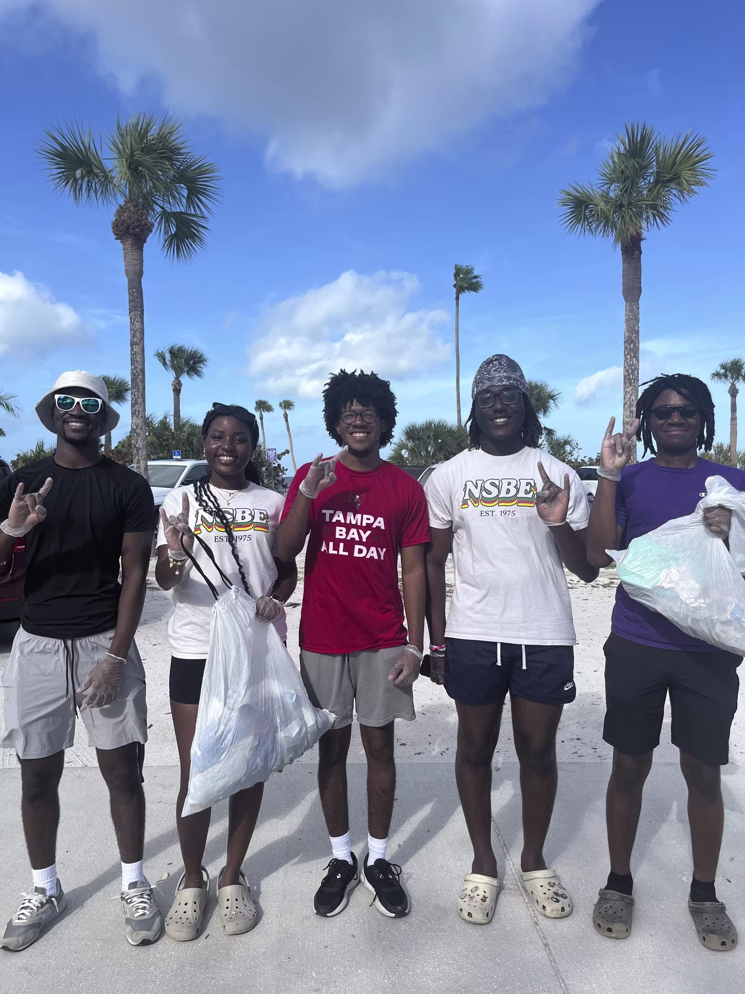 USF NSBE members cleaning up Sunset Beach